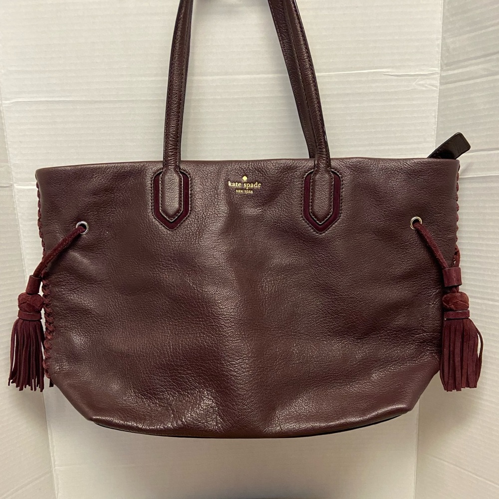 Large Burgundy Braided Spade Kate Spade Leather Tote